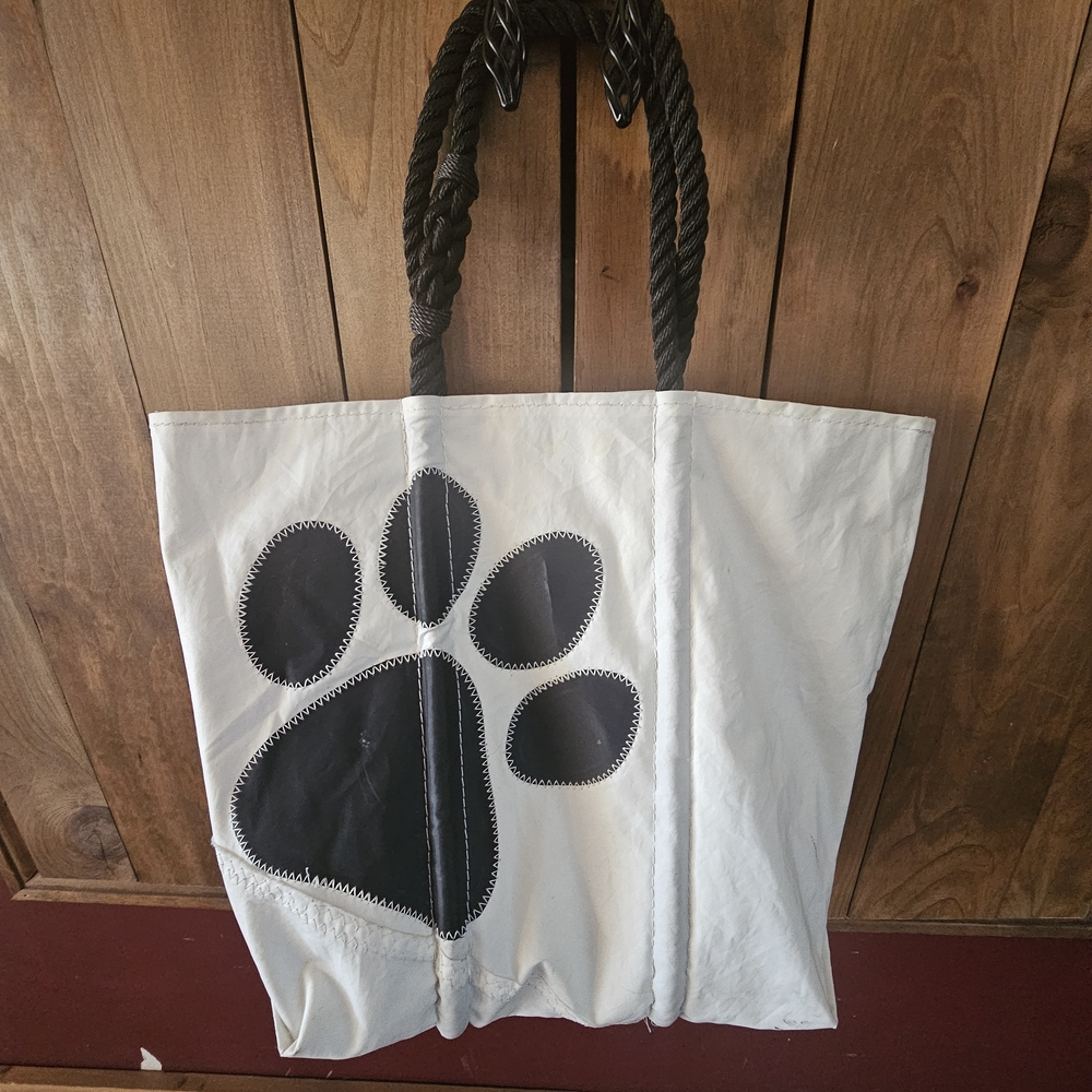 Maine Seabag Dog Paw Print Tote Bag - Black and White